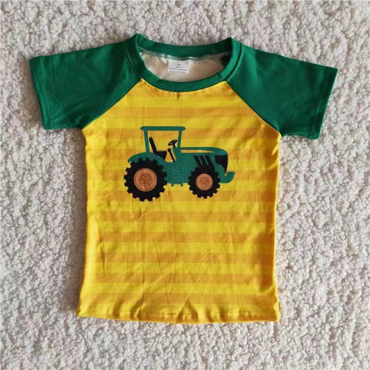 Boys Tractor Shirt Top Short Sleeves