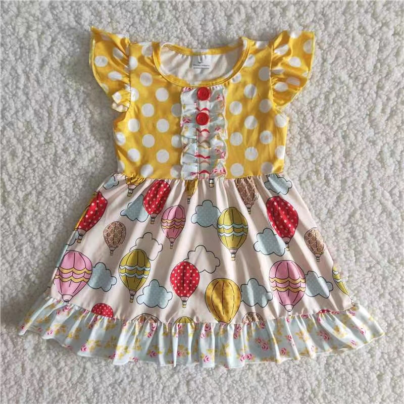 Girls Hot Air Balloon Dress Short Sleeves