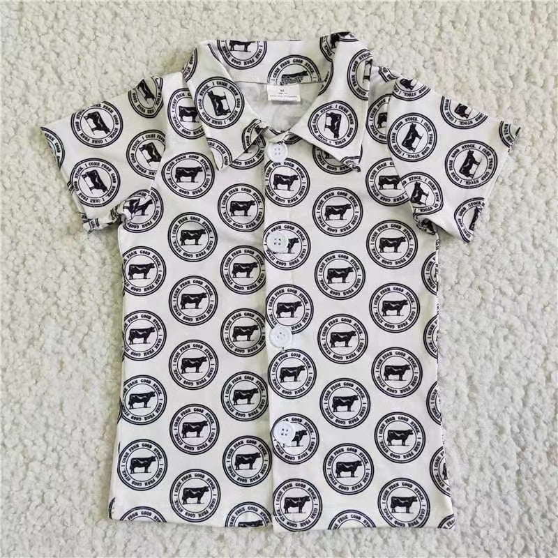 Boys Cow Black Top Shirt