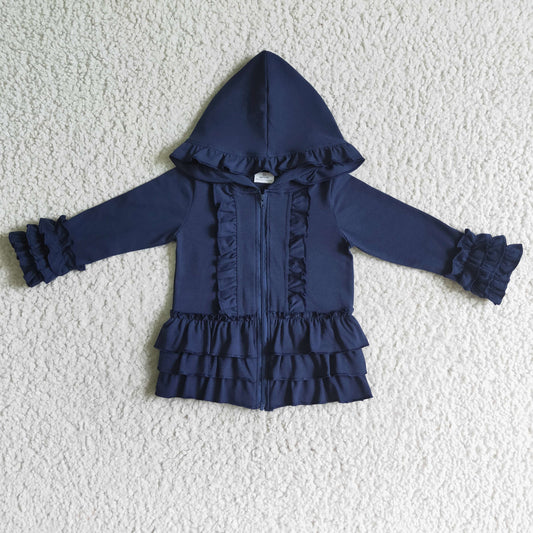 Girls Navy Top Jacket Coat Zip