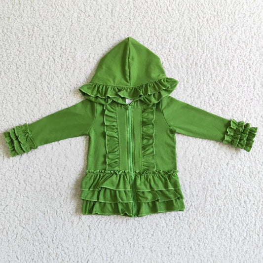 Girls Green Top Jacket Coat Zip