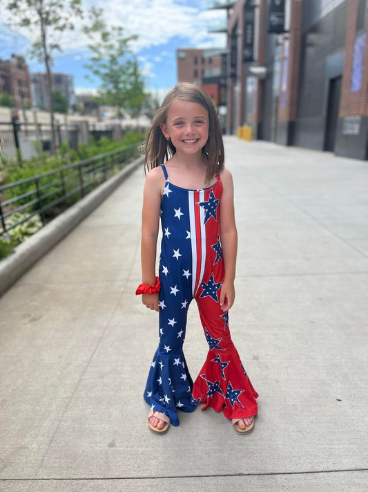 Girls July Fourth Summer Jumpsuit