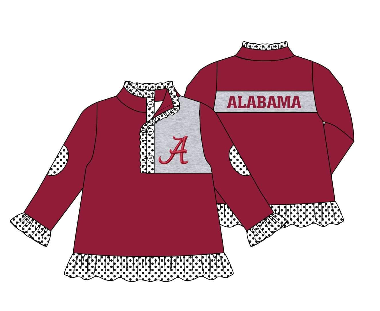 MOQ 3 Custom design baby Gilrs ALABAMA Pullover