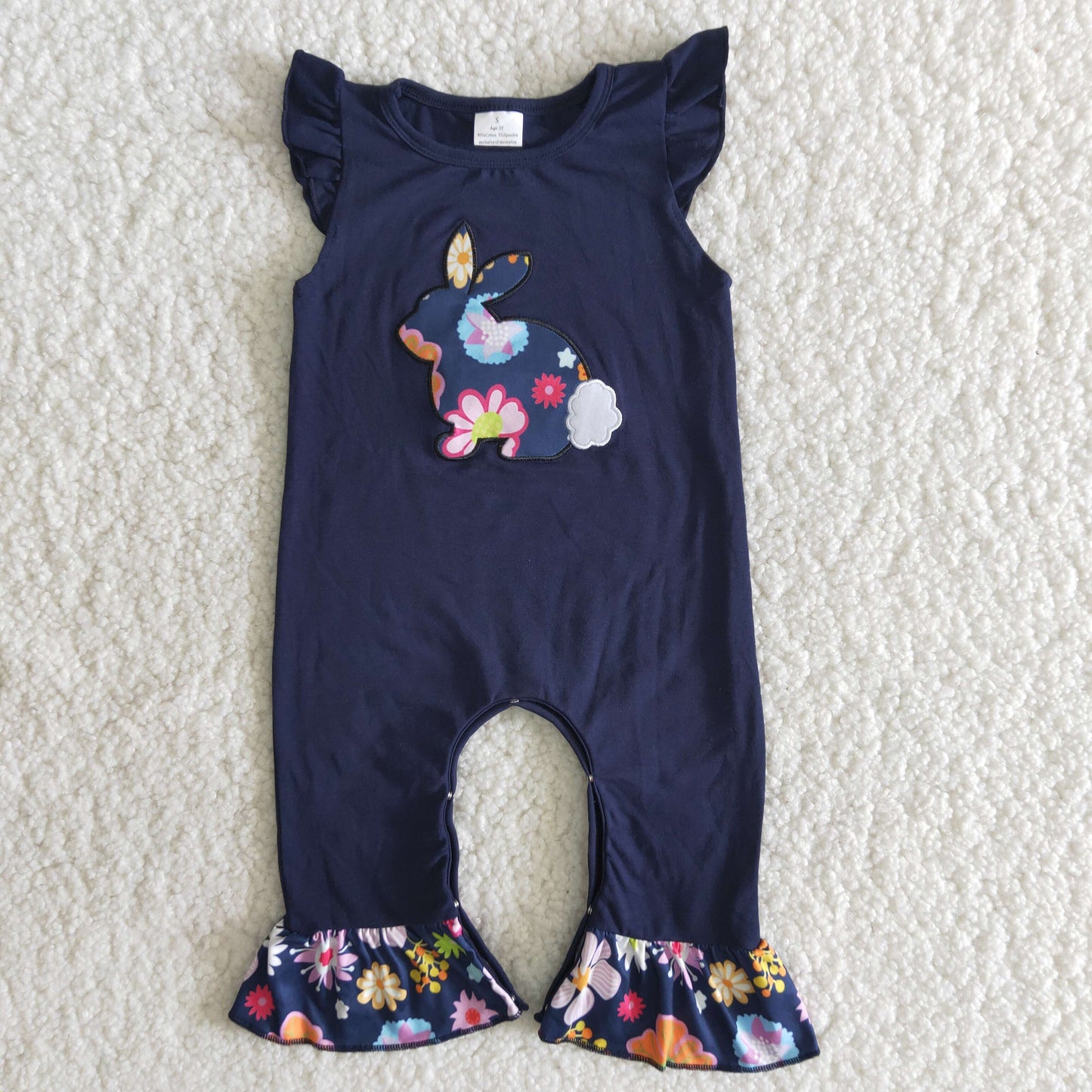 Girls Embroidery Easter Bunny Rompers