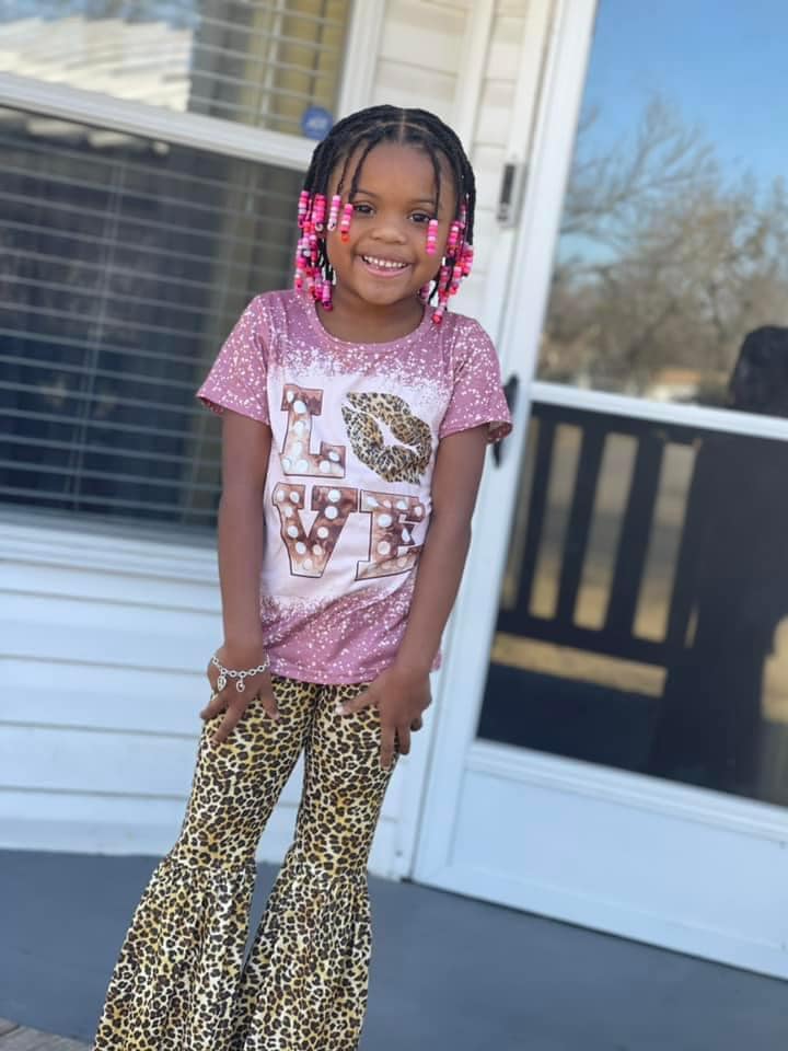 Girls Love Lip Outfits Short Sleeves Leopard Pants