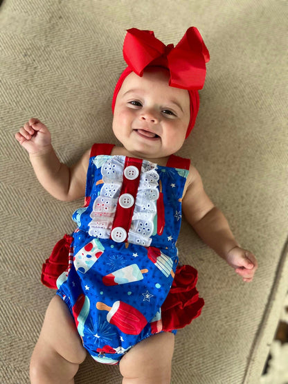 Girls July Fourth Rompers Sleeveless