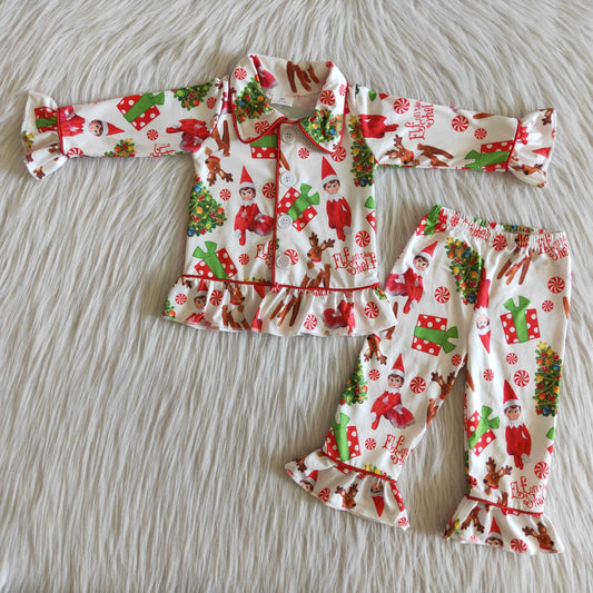 6 C8-38 Girls Christmas Pajamas Long Sleeves Pants