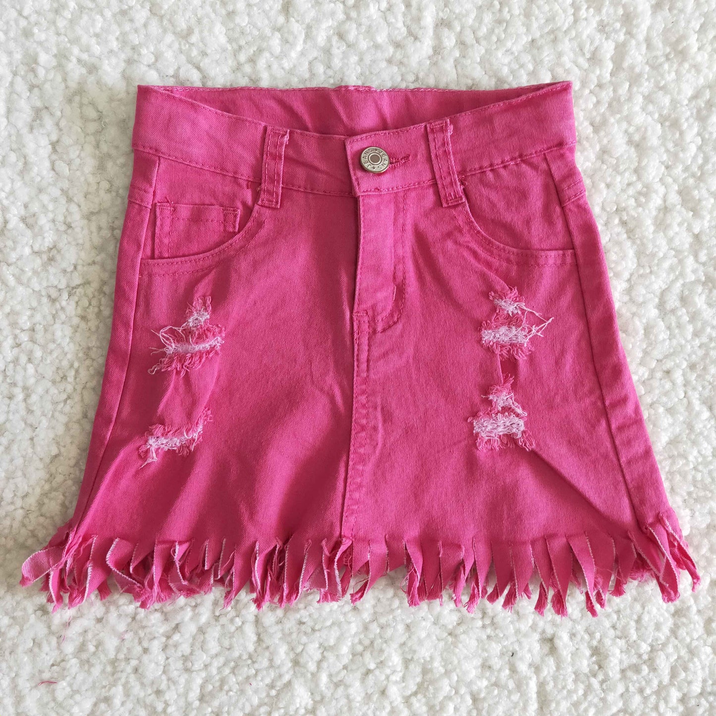 Girls Summer Fuchsia Denim Skirt