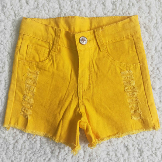 Girls Summer Yellow Denim Shorts