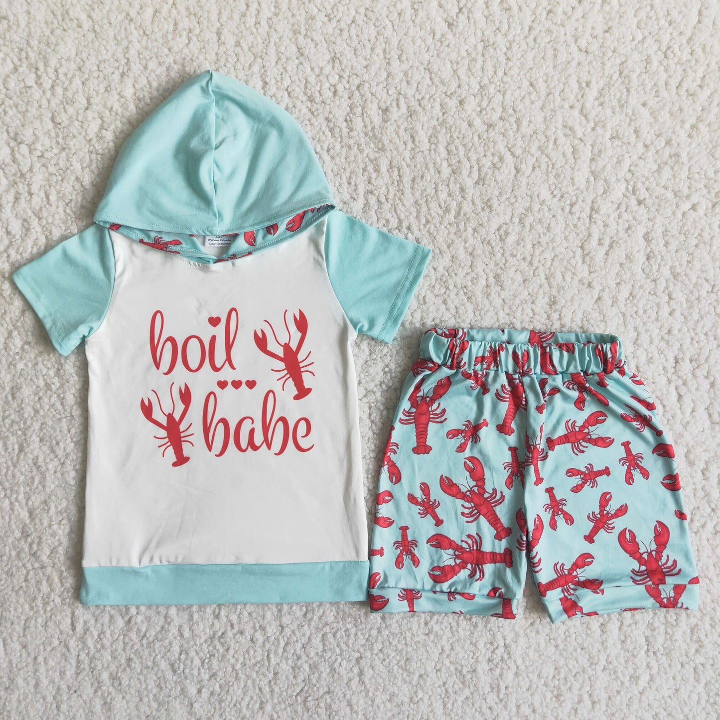 Boys Boil Crawfish Babe Outfits Short Sleeves Hoodies Shorts