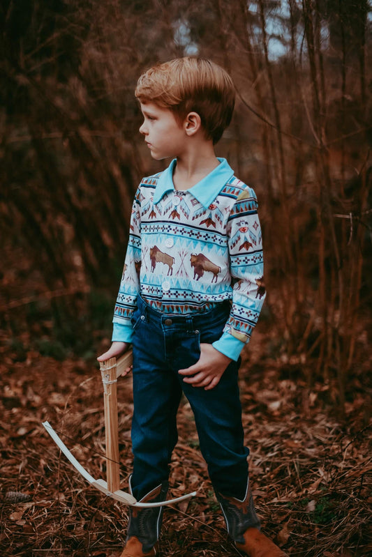 Boys Cow Shirt Top Long Sleeves