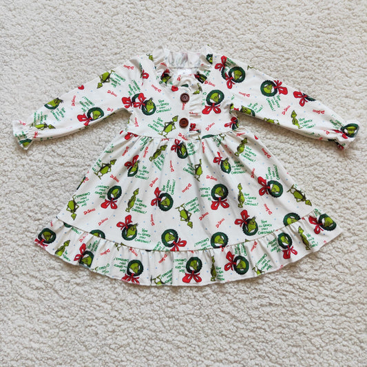 Girls Christmas Gown Long Sleeves Pajamas