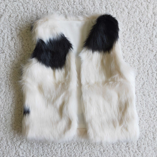 Girls Fur Vest White Black