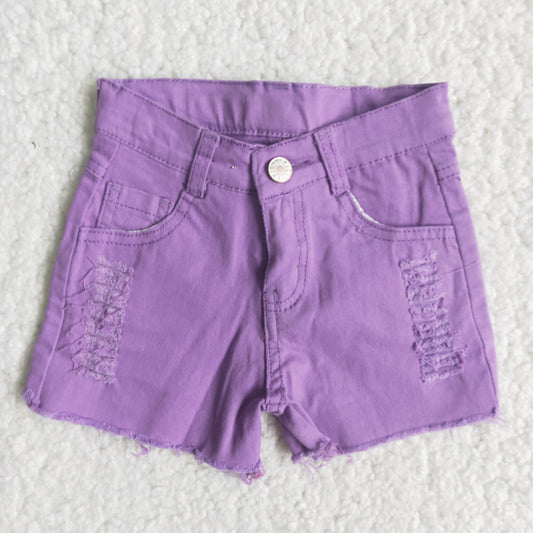 Girls Summer Purple Denim Shorts