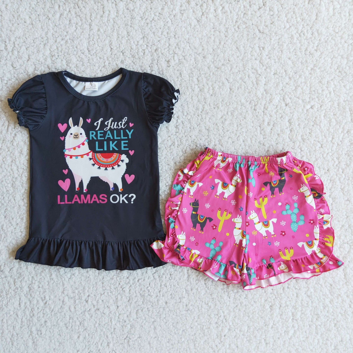 Girls Goats Outfits Short Sleeves Cactus Shorts