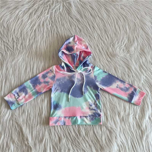 Girls Tie-dye Hoodies Shirt Top Long Sleeves