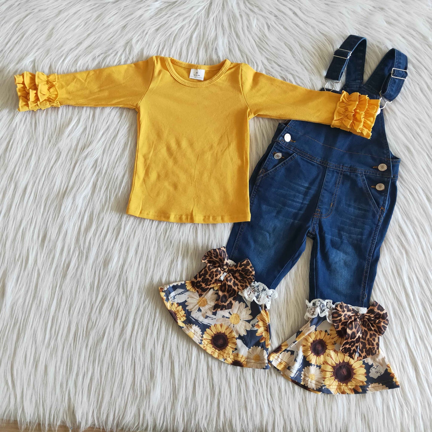 Girls Yellow Outfits Overall Jeans