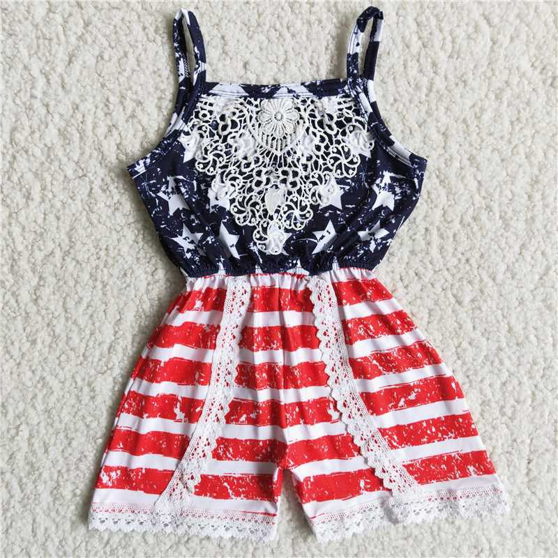 Girls July Fourth Stars Summer Jumpsuit