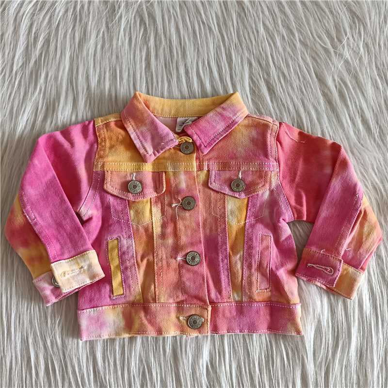 Girls Pink Tie-dye Denim Jacket