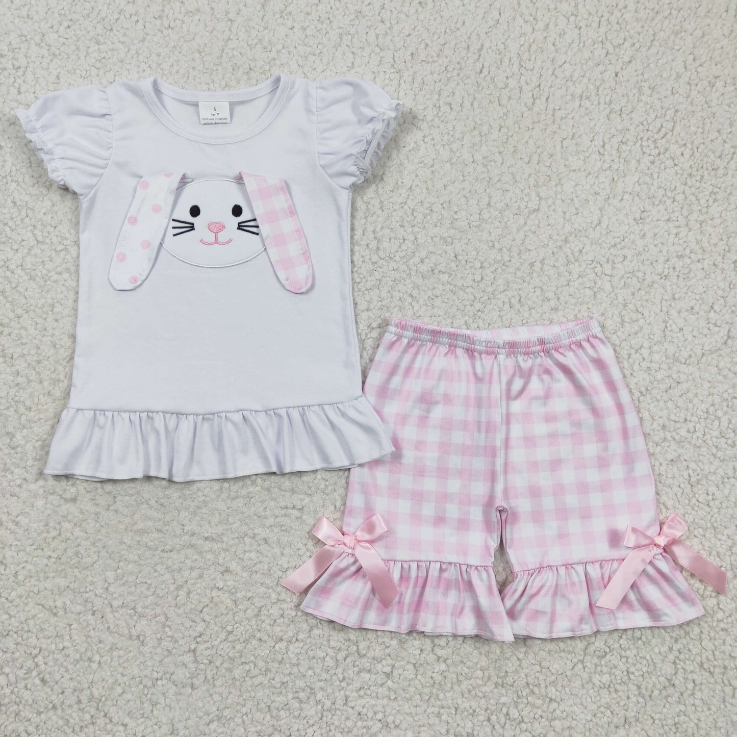 Girls Embroidery Easter Bunny Outfits