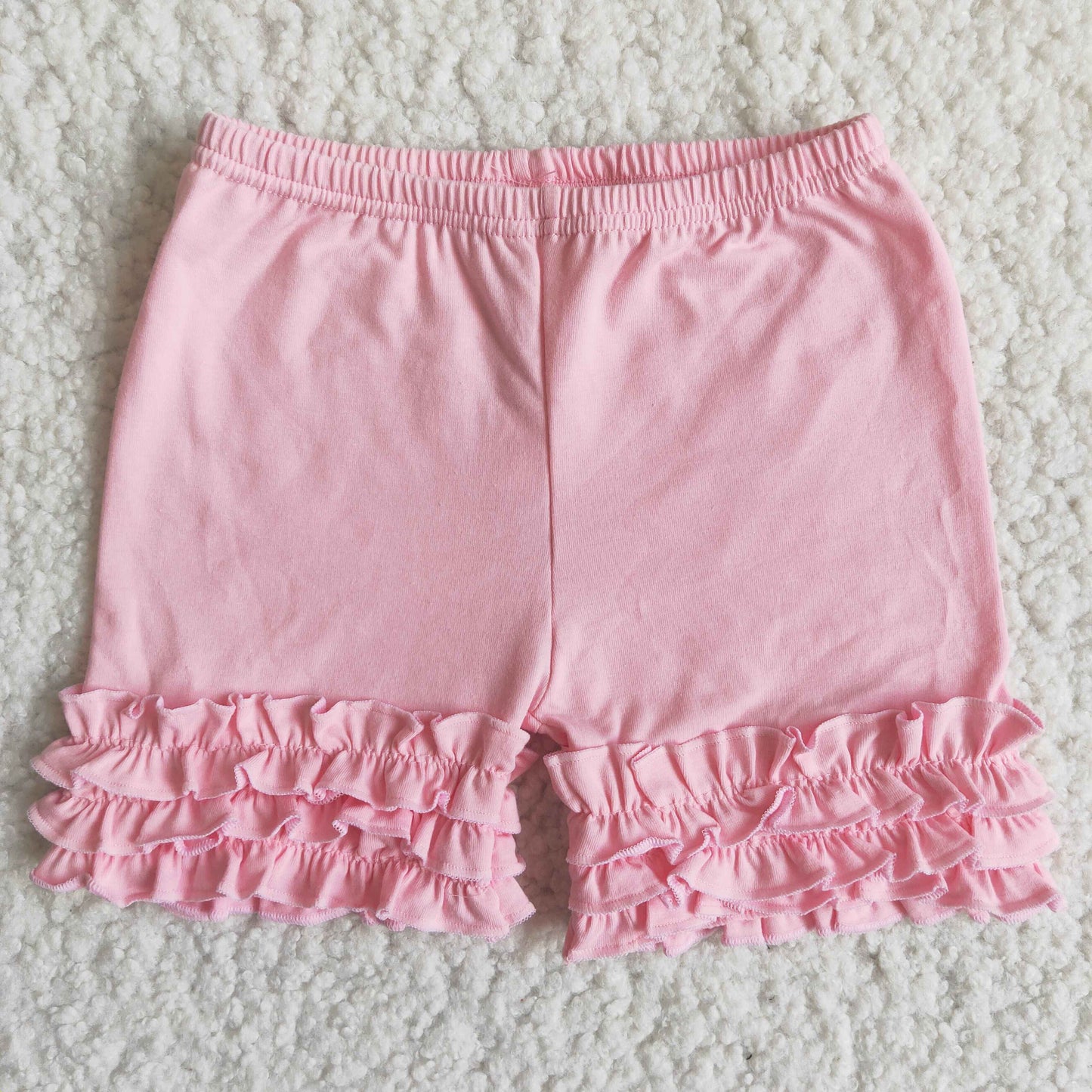 Girls Pink Cotton Ruffle Shorts