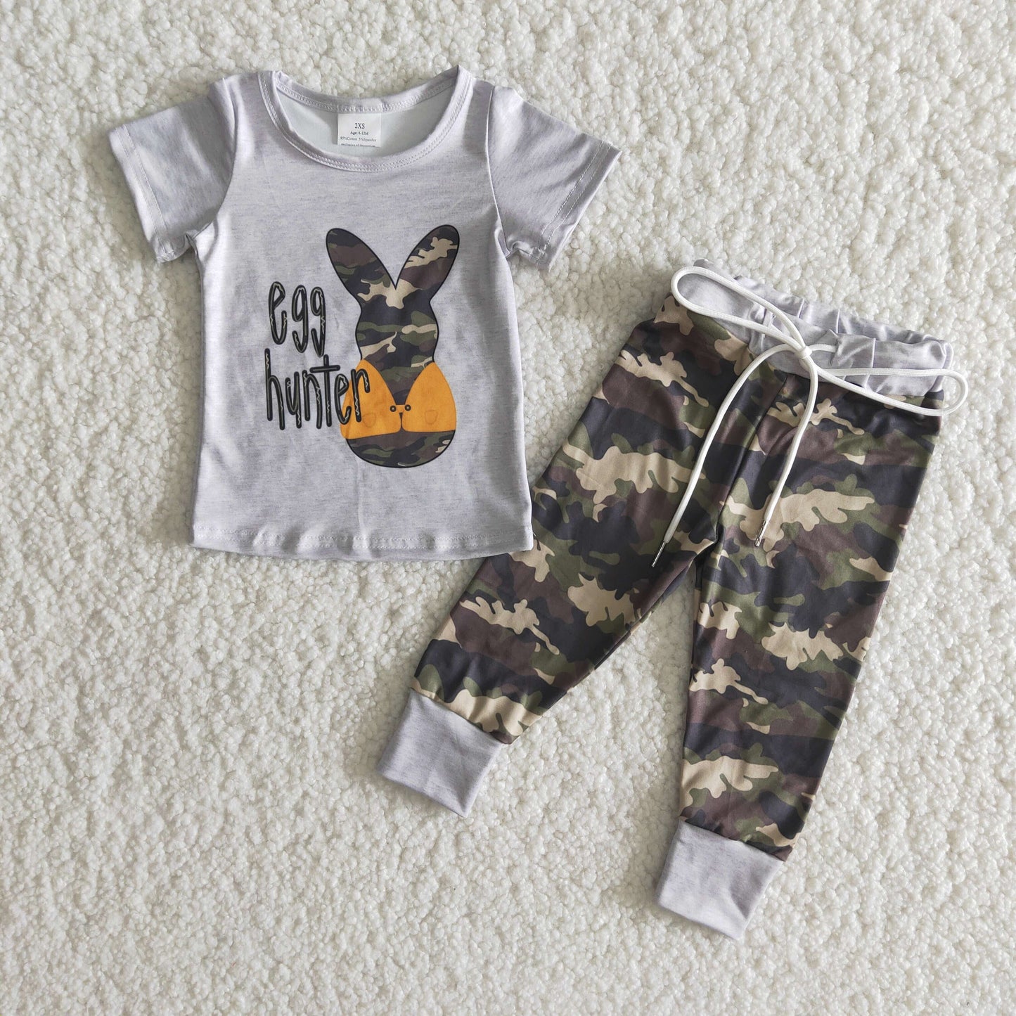 Boys Easter Rabbit Outfits Short Sleeves Camouflage Pants