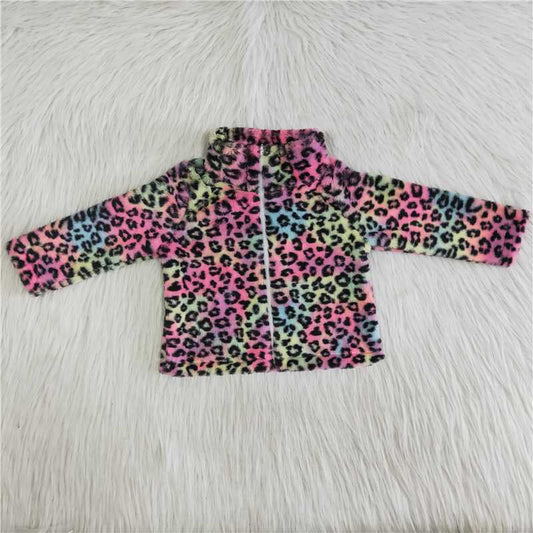 Girls Leopard Fur Jacket Coat