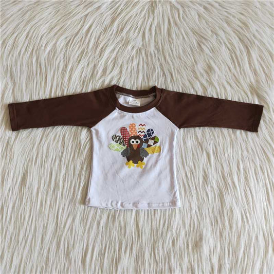 Boys Thanksgiving Turkey Shirt Top Brown