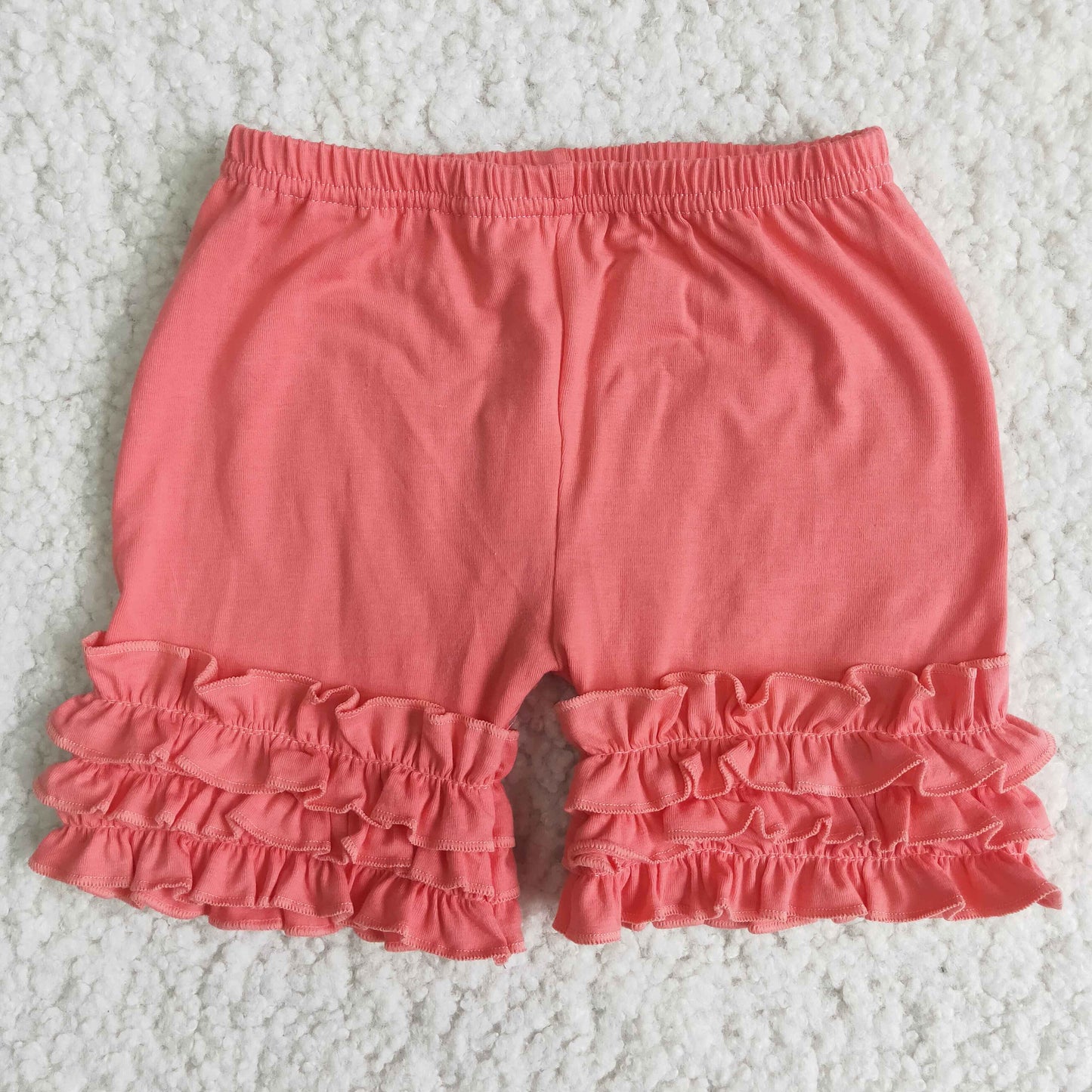 Girls Red Cotton Ruffle Shorts