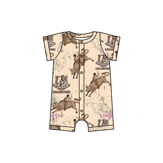 Boys Cowboy Button Rompers