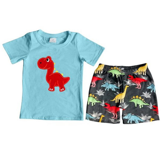 Boys Embroidery Dinosaur Outfits Shorts