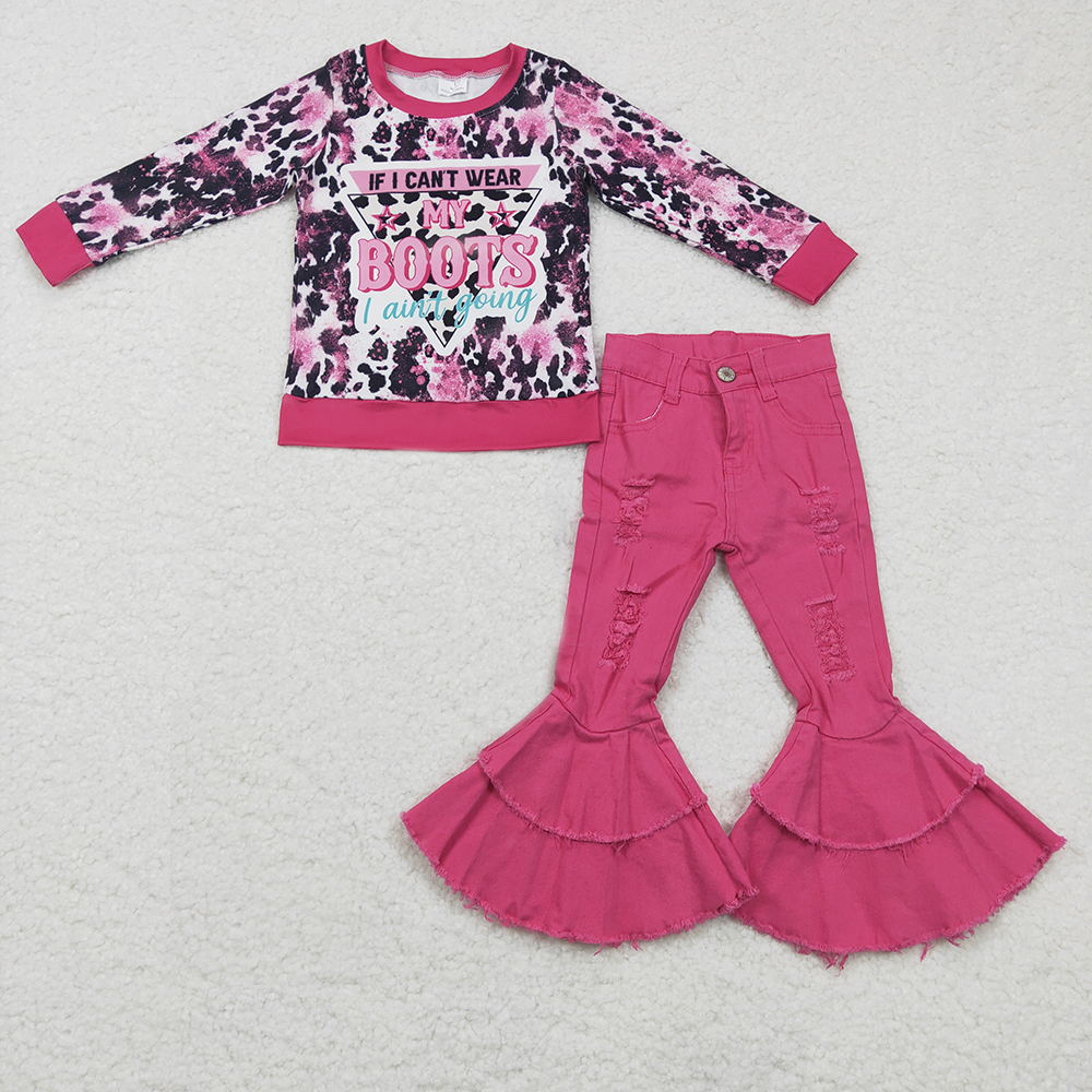 Girls Boots Outfits Long Sleeves Pink Jeans