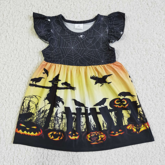 GSD0118 Girls Halloween Dress Flutter Sleeves