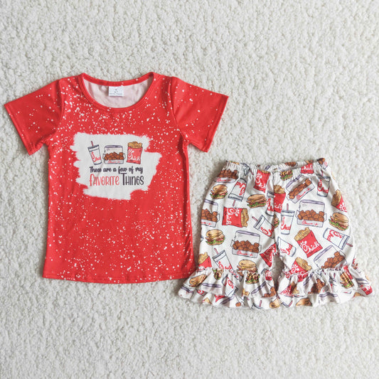 Girls Favorite Things Outfits Short Sleeves Red Shorts