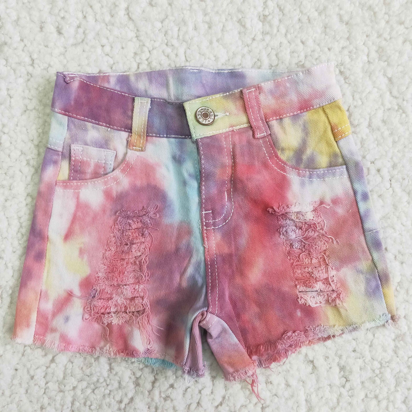 Girls Summer Tie-dye Denim Shorts