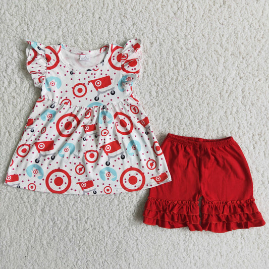 Girls Target Outfits Short Sleeves Red Shorts