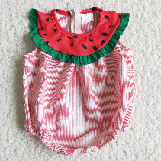 Girls Watermelon Red Rompers Short Sleeves