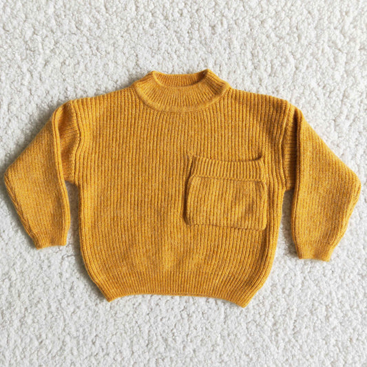 Girls Boys Sweater Pocket Yellow