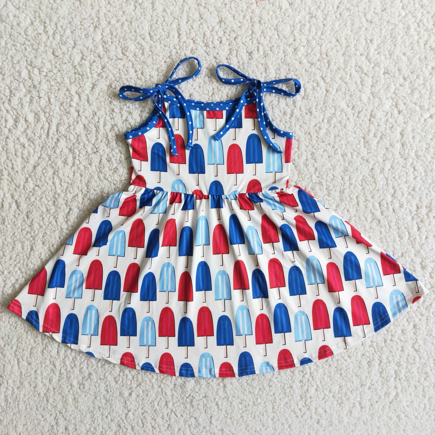 Girls Blue Red Ice-lolly Dress Sleeveless