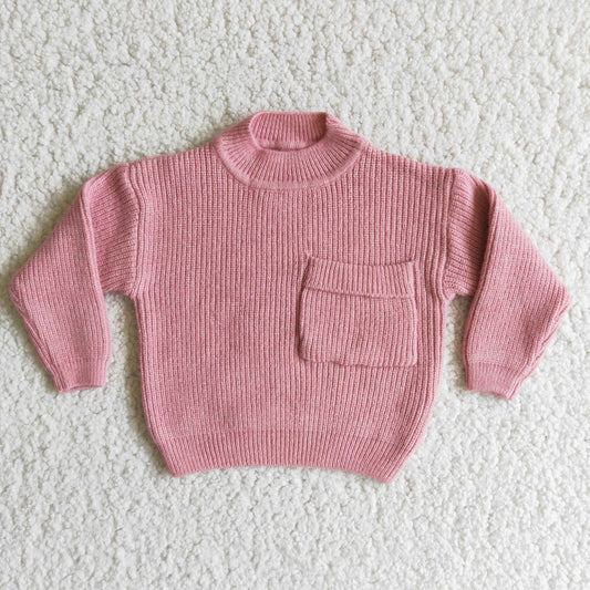 Girls Boys Sweater Pocket Pink