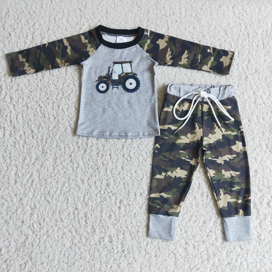 Boys Tractor Outfits Long Sleeves Joggers Camouflage