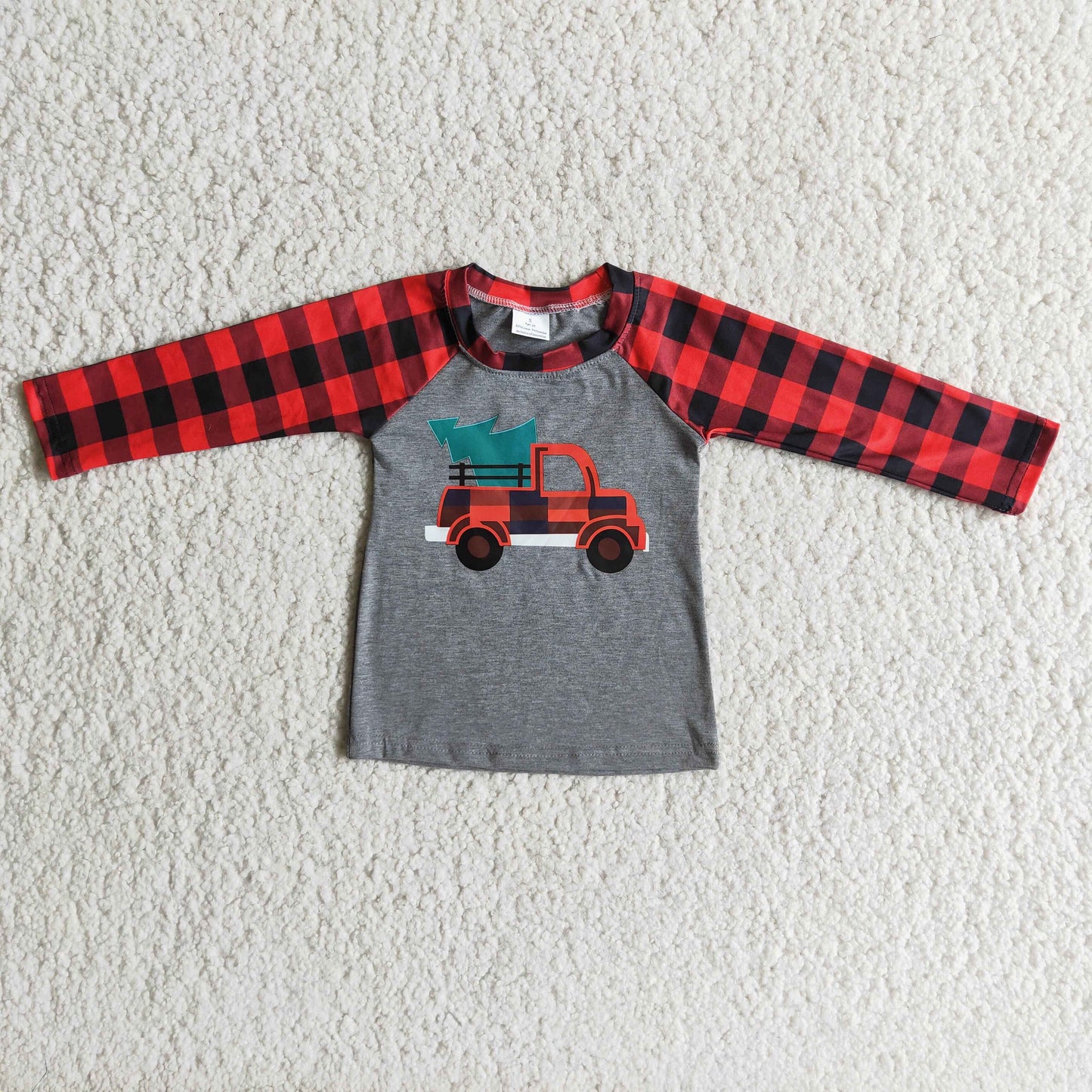 Boys Christmas Car Shirt Top Long Sleeves