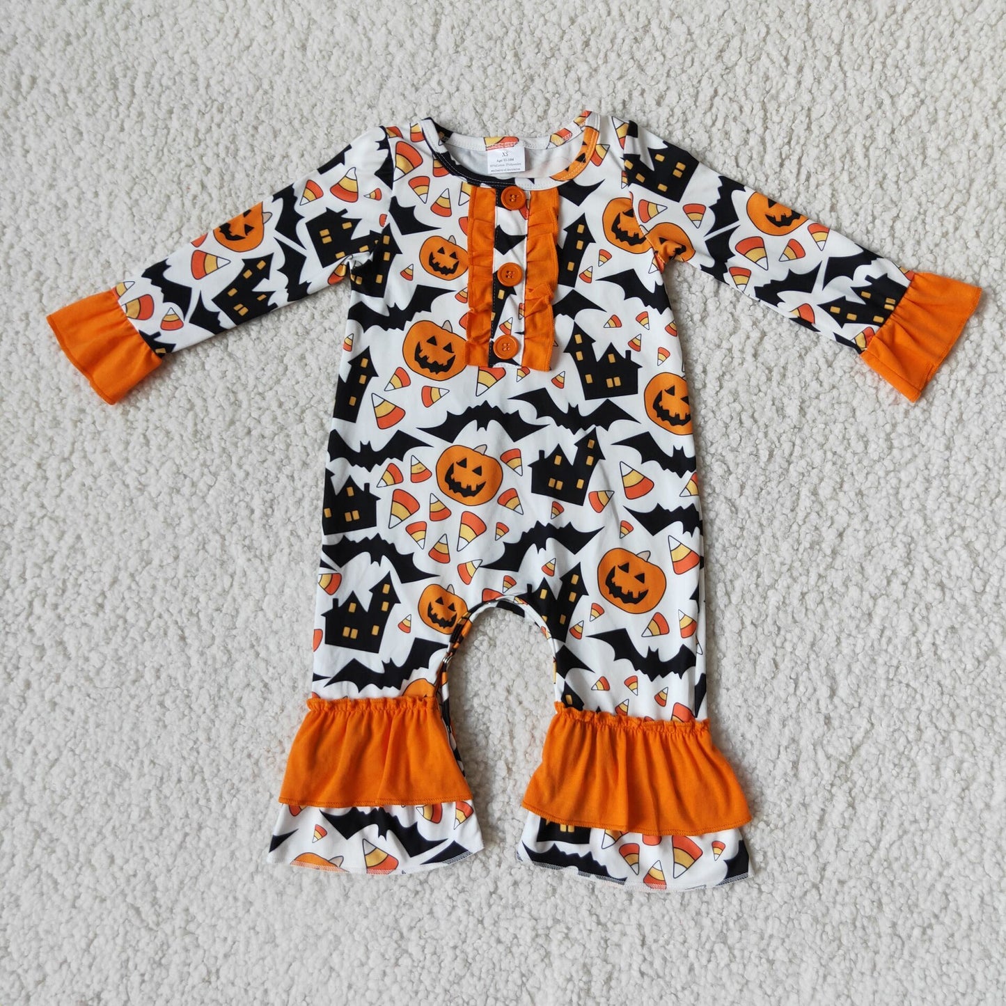 Girls Halloween Pumpkin Rompers Orange