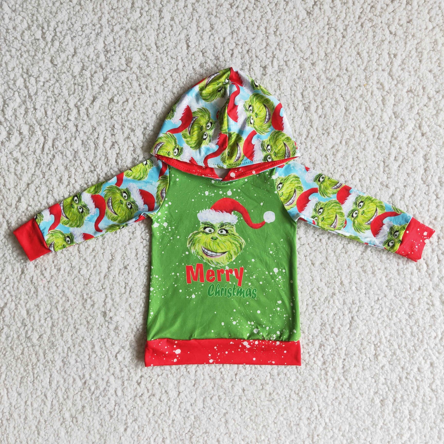 Boys Merry Christmas Hoodies Shirt Top Long Sleeves Green