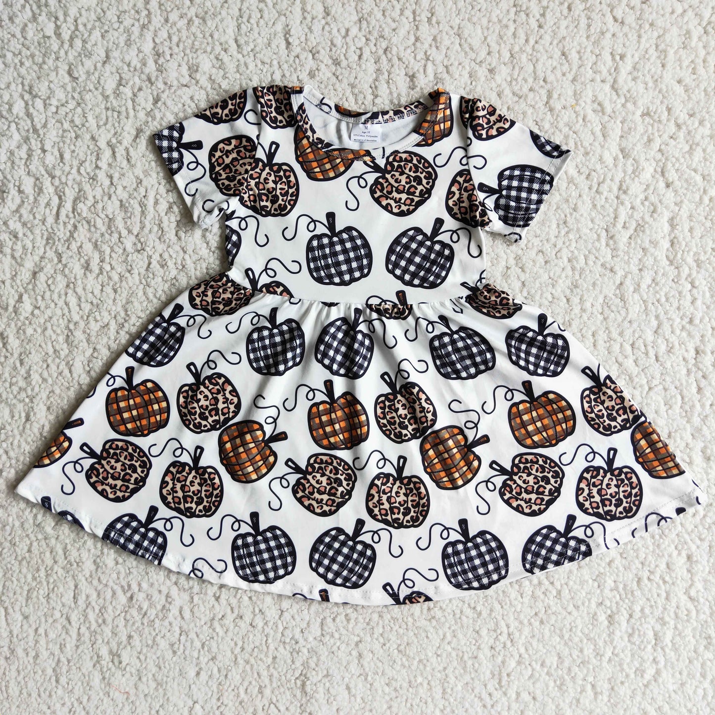 Girls Pumpkin Dress Short Sleeves