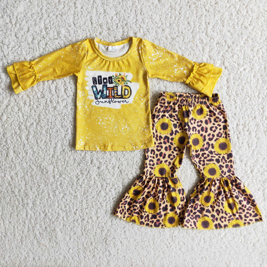 Girls Stay Wild Sunflowers Outfits Yellow Leopard