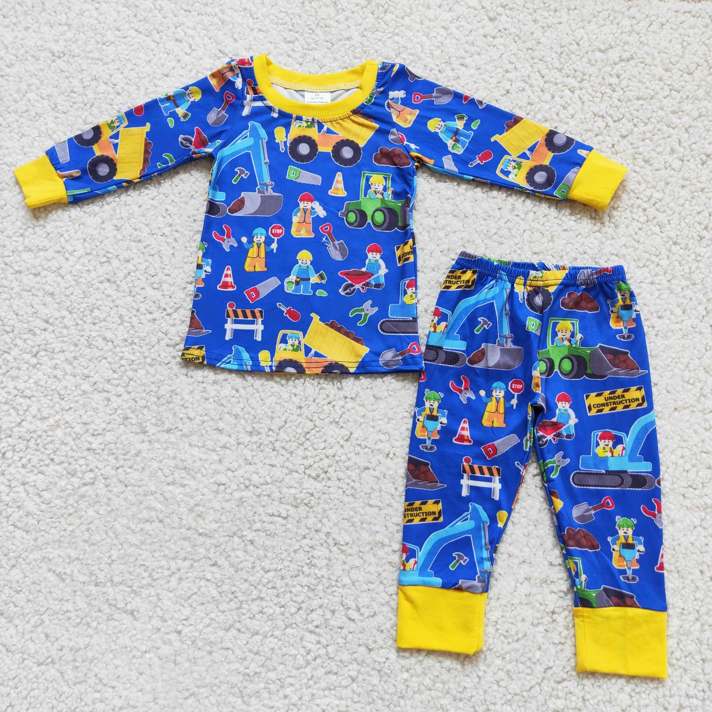 Boys Excavator Pajamas Long Sleeves Joggers