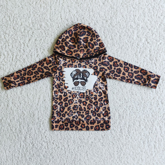 Girls Kidlife Leopard Hoodies Shirt Top Long Sleeves