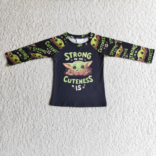 Boys Cartoon Strong Shirt Top Purple Long Sleeves