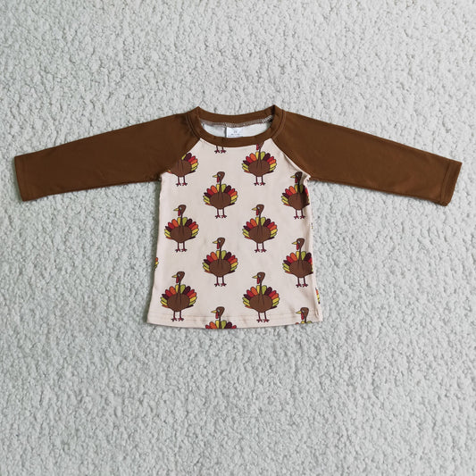 Boys Thanksgiving Turkey Shirt Top Long Sleeves